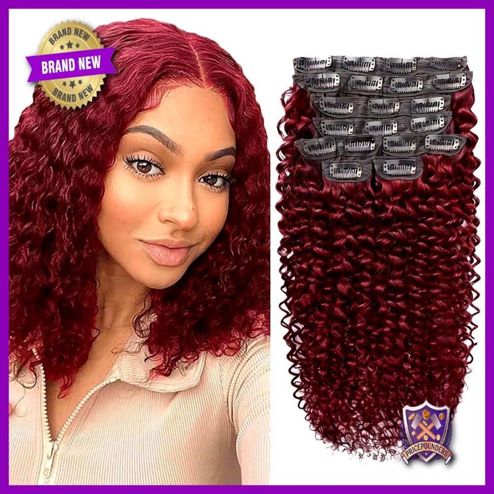 Kinky Curly Clip-In Hair Extensions Human Hair 16 Inch 8pcd 20 Clips Thick